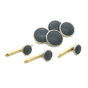 Vintage Blue Cufflinks & Vest Button Set: Double Sided Formal Wear