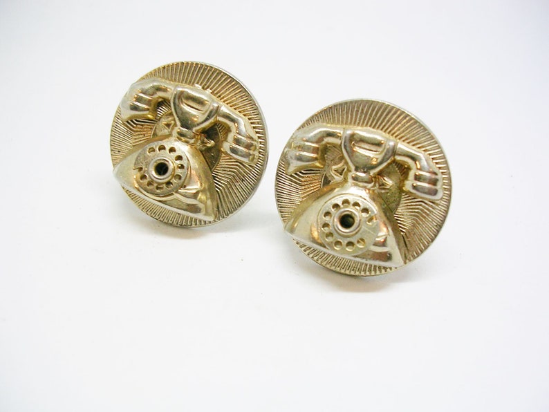 Vintage Cuff Links Rotary Phone Cufflinks Mid Century Men Jewelry Shirt Accessory Formal Wear Wedding Gift Black Tie Event Man Jewellery