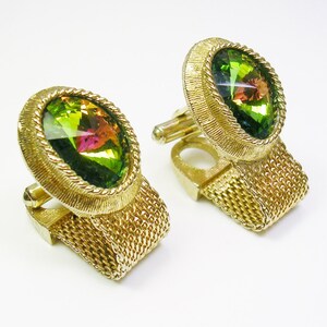 MESH WRAP CUFFLINKS  Watermelon Volcano Rivoli Glass vintage Cufflinks Suit Accessory Formal Wear Men Wedding Jewelry Groom Gift