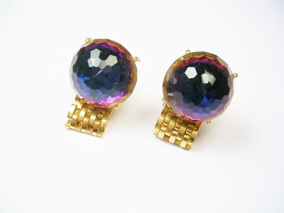 Vintage Cufflinks DANTE Cuff Links genuine Austrian Crystal Watermelon Design 1970/'s Shirt Accessory Formal Wear