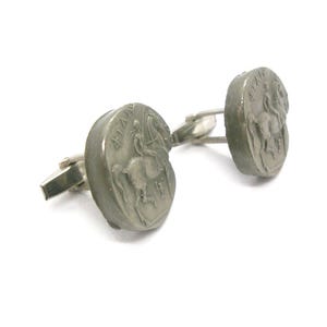 Cufflinks Coin Replica Greek Cavalry Warrior Cuff Links plastic Formal Shirt Accessory Man Jewelry Black Tie Event