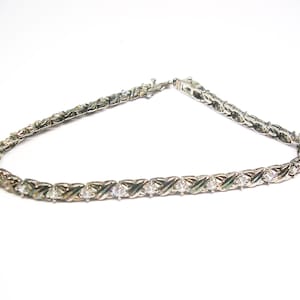 Vintage Sterling Silver Bracelet Cubic Zirconia XO Tennis Style Thailand 925