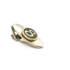 Initial S Tie Clip vintage Monogram Tie Bar Necktie Accessory Formal Wear men Wedding Jewelry
