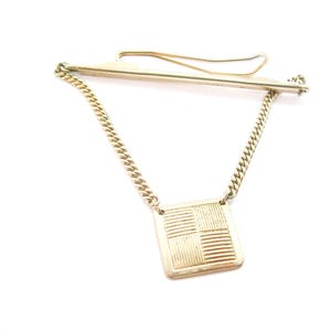 Vintage stropdasketting met beschermer Halverwege de eeuw dasspeld met ketting Formele stropdas accessoire man sieraden bruidegom cadeau