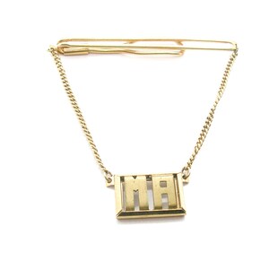 Initial Tie Chain with Guard letters MA Tie Clip with chain Mid Century SWANK Necktie Accessory Men Wedding Jewelry groomsman Gift