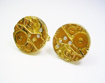 Vintage Cufflinks DANTE Watch Movement Men Wedding Jewelry Formal Wear Steampunk Cuff Links Groom Gift