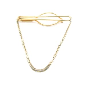 Tie Chain Men Necktie Accessory vintage Mid Century Tie Clip with chain Formal Wear men Wedding Jewelry