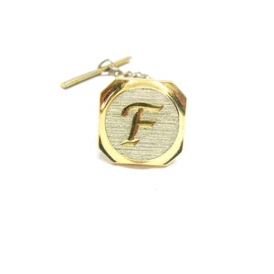 Inicial F tie Tack vintage Monogram Necktie Pin Formal Wear Men Wedding Accessory