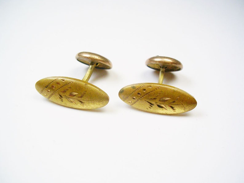 Antique Cufflinks victorian era hand etched gold filled Cuff Links Men/'s Jewelry Formal Accessory