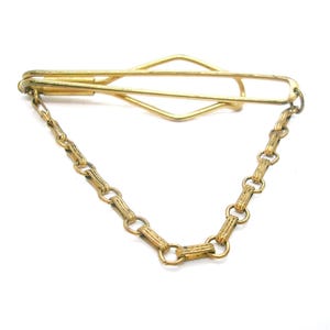 Tie Chain Mid Century Tie Clip with chain Tie Accessory Formal Wear Men Wedding Jewelry Groom Dad gift
