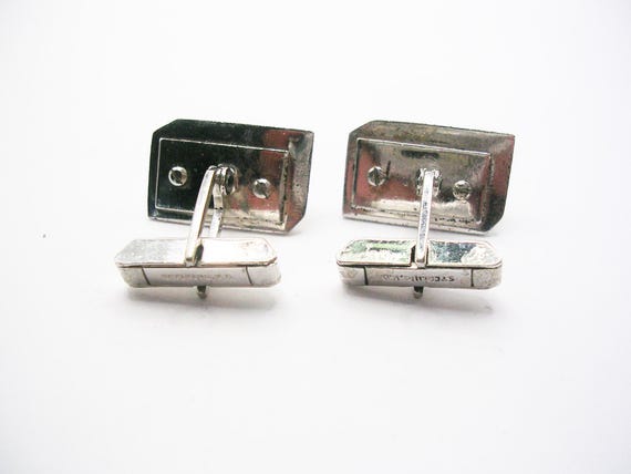 Sterling Silver Initial E Cuff Links Marcasite Ge… - image 3