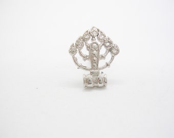 Vintage Jewish Candle Holder Tie Tack HANUKKAH MENORAH Tie Pin with chain