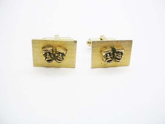 Cufflinks vintage Comedy Tragedy Greek Theatre Ma… - image 1