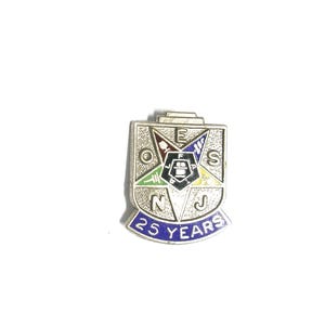 Sterling Silver Freemason Pin Order of The Eastern Star 25 Years Anniversary vintage masonic Award Pin