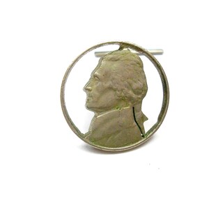 Tie Tack Coin Tie Pin with chain and weight cut out Jefferson Nickel Wedding Jewelry Tie Accessory Formal Wear Groomsman Gift