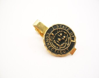 Vintage Souvenir State of Connecticut Tie Clip classic Men's Necktie Holder