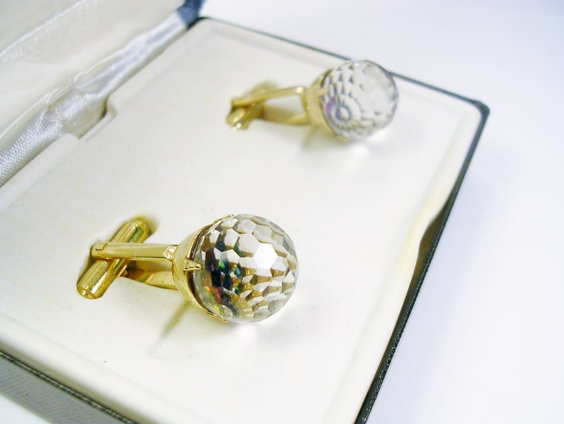 Vintage Cufflinks DANTE Cuff Links genuine Austrian Crystal Watermelon Design 1970/'s Shirt Accessory Formal Wear