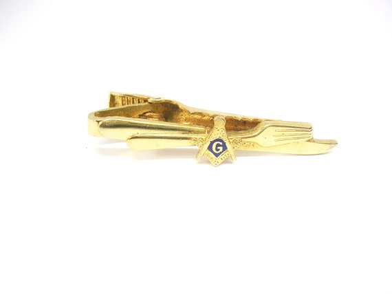 Freemason Tie Clip Knife and Fork Degree vintage … - image 2