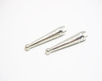 Pair of Bolo Bola Tie Tips Metal Findings Silver Metal