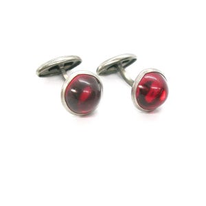Art Deco Cufflinks vintage Cuff Links red Acrylic Tips Formal Wear Men Shirt Accessory Man Wedding Jewelry