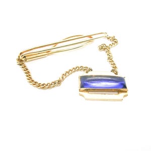 Tie Chain vintage Tie Clip with chain and Guard MANLEIGH USA Men Jewelry Formal Wear Groom Gift