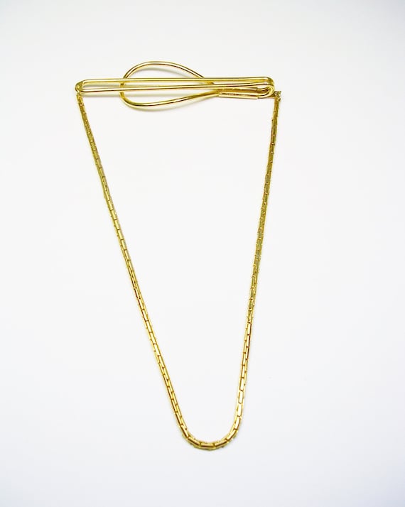 Tie Chain gold Tie Clip with chain Necktie Accesso
