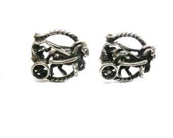 Vintage Cufflinks oriental Horse Carriage Men Shirt Accessory Formal Man Wedding Jewelry