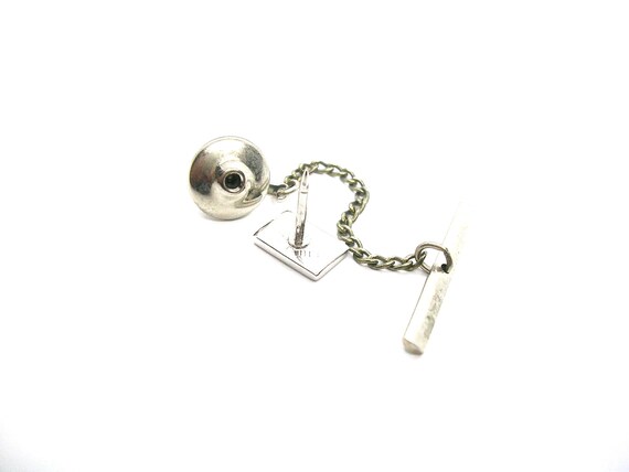 Tie Tack simple Rectangle classic silver tone Swa… - image 3