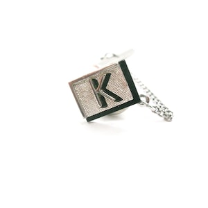 Initial K Tie Tack Monogram K Tie Pin with chain and weight vintage SWANK Tie Tac Groomsman Gift Formal Wear Necktie Accessory
