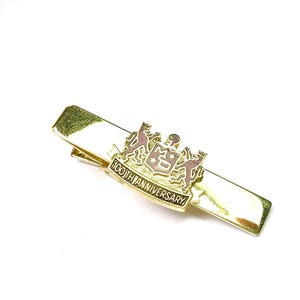 Vintage Tie Clip ANSON TIE BAR Coat of Arms Front Lions 100th Anniversary Tie Clasp Necktie Accessory Formal Wear Men&#39;s Jewelry