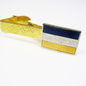 Pince à cravate pince à cravate vintage BANK of AMERICA CARD accessoire de cravate banquier cadeau tenues de cérémonie homme bijoux de mariage marié fermoir à cravate