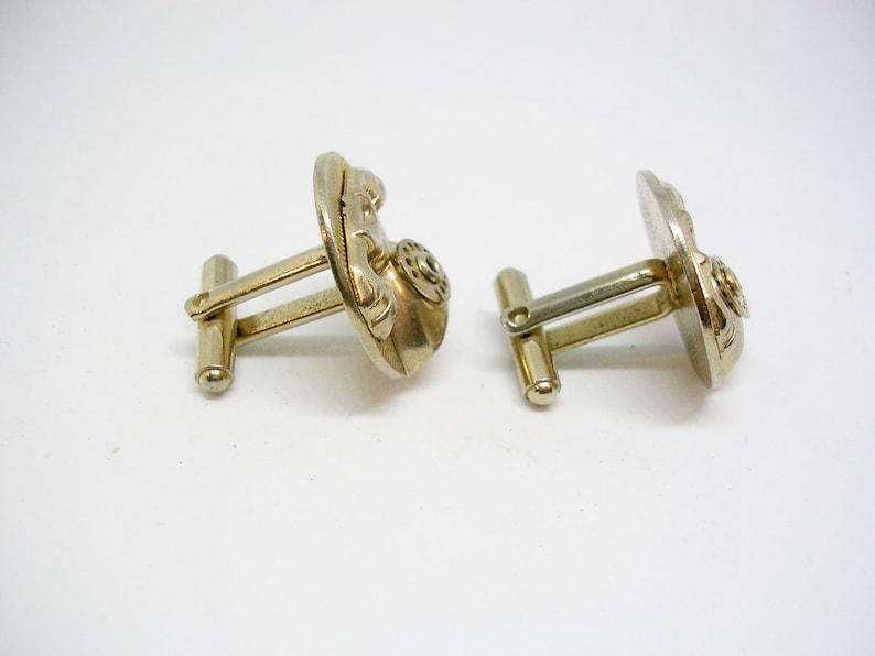 Vintage Cuff Links Rotary Phone Cufflinks Mid Century Men Jewelry Shirt Accessory Formal Wear Wedding Gift Black Tie Event Man Jewellery