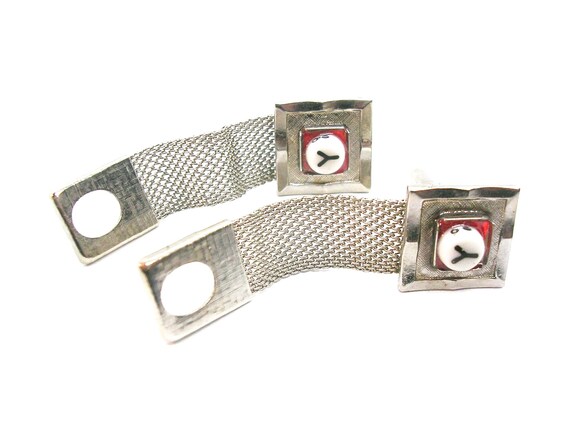 Initial Y Cufflinks Mesh Wrap Around Monogram Cuf… - image 2