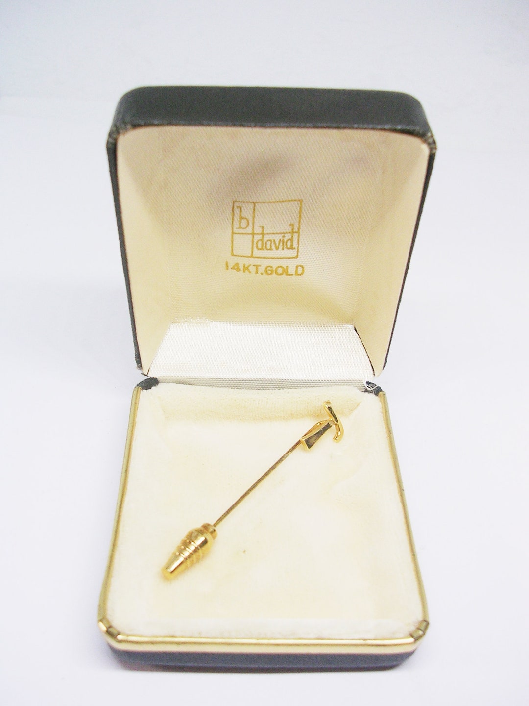 Tie Stick Pin 14 Karat Gold Hebrew Letter Vintage Suit Accessory Formal