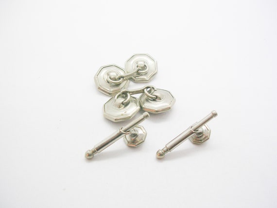 Mother of Pearl Cufflinks double sided Vintage Ar… - image 3