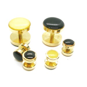 Cuff Links Tuxedo Studs Set double sided gold tone classic Formal Wear Accessory Men Wedding Jewelry Groom Gift