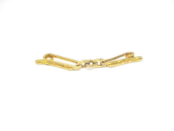 Collar Holder gold tone Collar Bar chain Link vin… - image 1