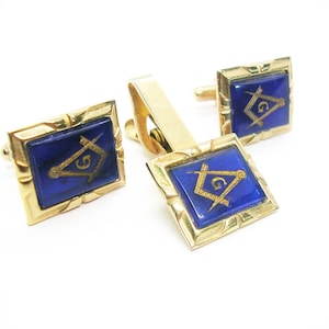 Freemason Cuff Links Tie Clip Set vintage masonic Anson Men&#39;s Jewelry Accessory Freemasonry Jewelry