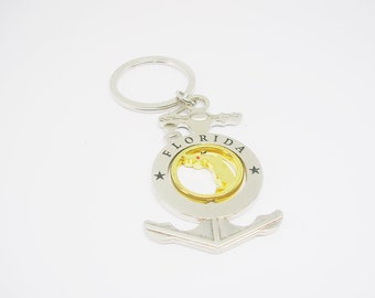 Souvenir Keychain Florida Sunshine State Anchor with Spinner vintage Key Ring