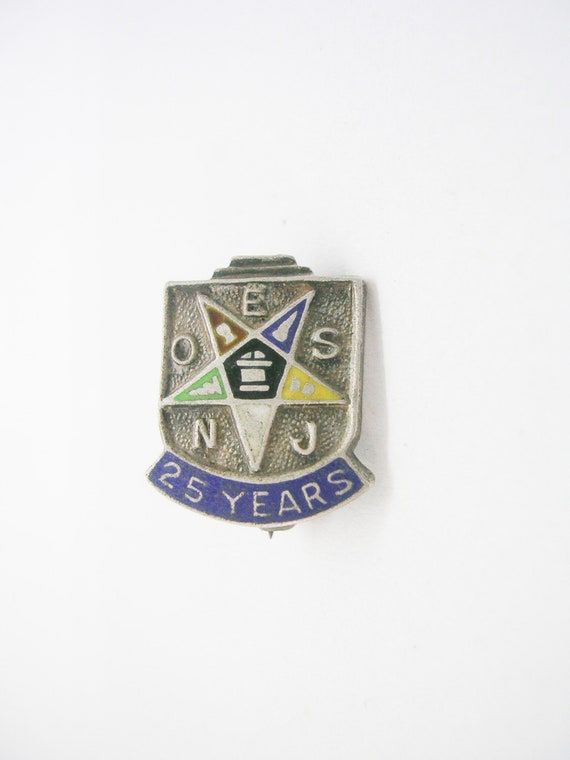 Sterling Silver Freemason Service Award Pin vintag