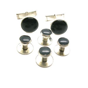 Cufflinks Tuxedo Studs Set classic vintage Cuff Links with matching Shirt Buttons