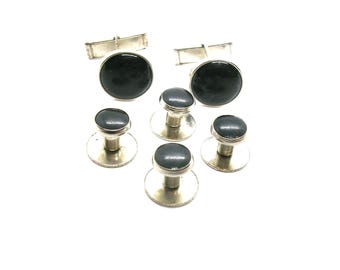 Cufflinks Tuxedo Studs Set classic vintage Cuff Links with matching Shirt Buttons
