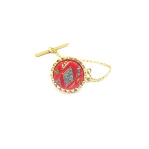Dasspeld met ketting ronde goudkleurige dasspeld vintage formele kleding bruiloftssieraden