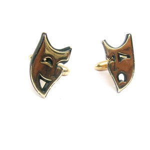 Swank Cufflinks Theater Masks Comedy Tragedy Sock & Buskin vintage Formal Wear