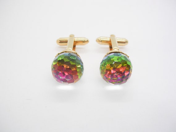 Vintage Cufflinks DANTE Cuff Links genuine Austrian Crystal Watermelon Design 1970/'s Shirt Accessory Formal Wear