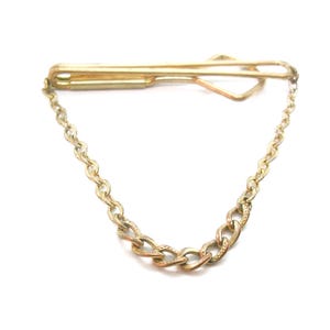 Tie Chain Mid Century SWANK Tie Clip wit chain simple Design Formal Wear Man Necktie Accessory Wedding Jewelry