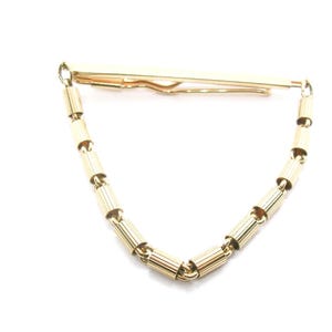 Vintage Gold Tone Tie Chain: Adjustable Mid Century Tie Clip