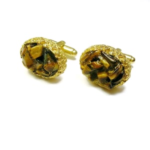 Gemelos para hombre, joyería de boda, gemelos DANTE, piedra de ojo de tigre, ropa formal vintage, joyería de boda para hombre, accesorio para camisa
