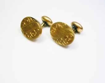 Victorian Cufflinks gold filled hand engraved vintage Cuff Links Formal Wear Man Wedding Jewelry Suit Accessory