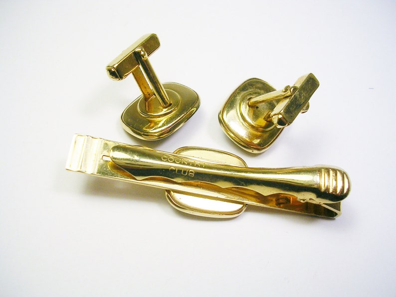 Vintage Cufflinks with matching Tie Clip Black Onyx clear Etsy